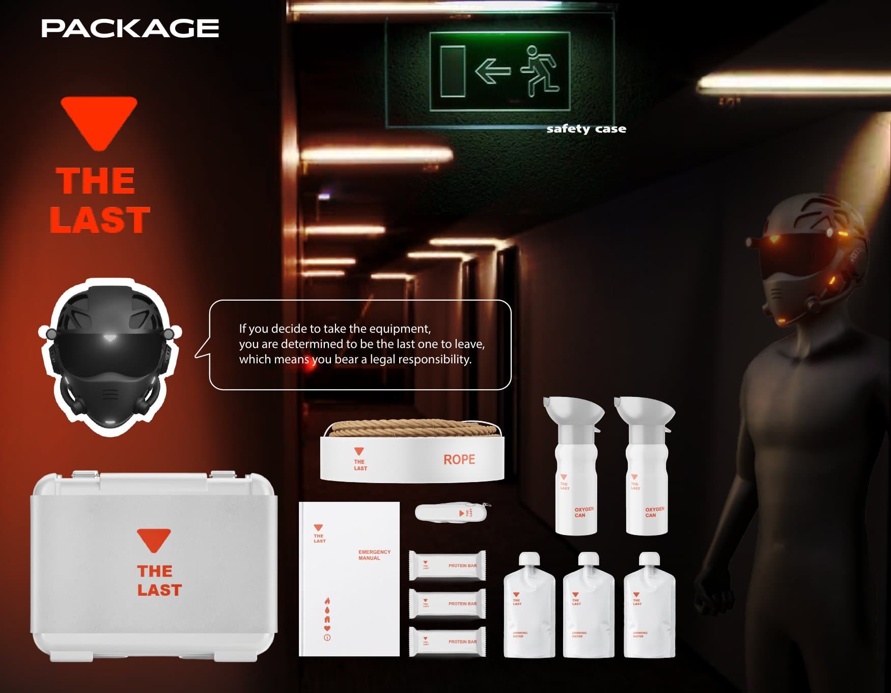 The kit: helmet, safety case and supplies.